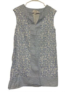 Vineyard Vines Women's Border Otomi Blue/White Striped Cotton Dress Size Small